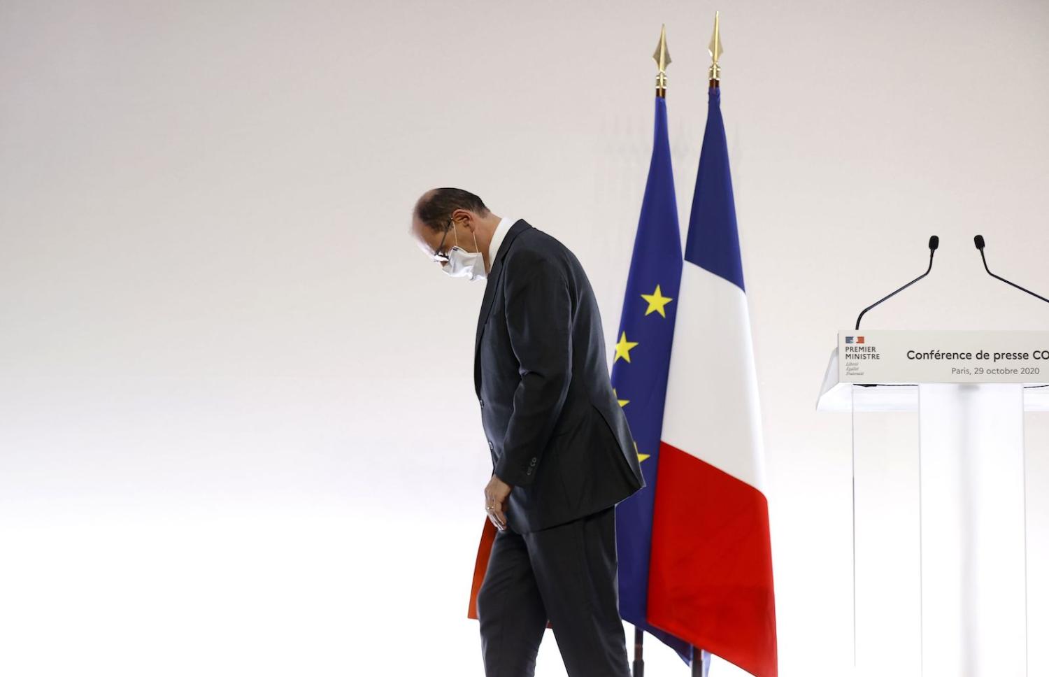 French Prime Minister Jean Castex after a press conference on coronavirus lockdown measures, Paris, 29 October 2020 (AFP via Getty Images)